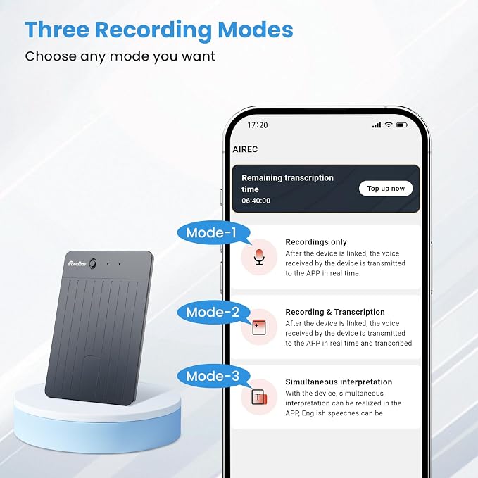 AI Voice Recorder, Transcribe & Summary with AI Technology, Real-Time Translation Voice Recorder Supported 59 Languages, 64GB Memory, Audio Recorder for Lectures, Meetings, Calls
