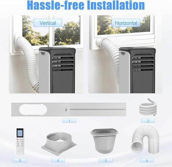 12000 BTU Portable Air Conditioner, 3-in-1 AC Unit with Cool/Dehumidify/Fan, Quiet Portable AC for Bedroom with Remote Control, Cools Up to 550 Sq.Ft, Window AC Unit Alternative with 360° Wheels
