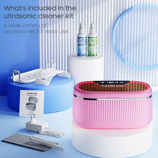 Ultrasonic Jewelry Cleaner Machine, 45kHz Sonic Cleaner for Rings, Glasses, Braces, 550ml Stainless Steel Tank with 2x100ml Cleaning Solution, 5 Timer & 3 Power for Home, Jewelry Store, Dental Care | ultrasonic jewelry cleaner 550ml stainless steel tan...