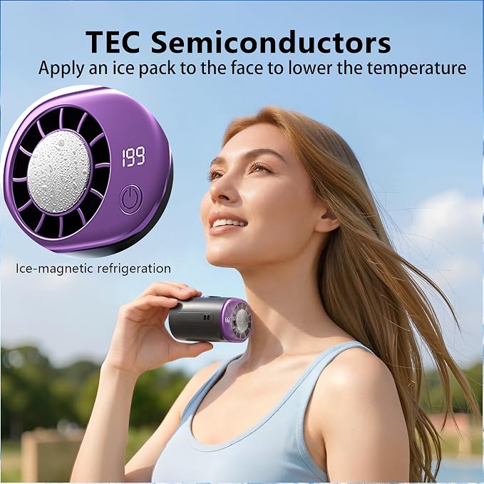 2026 Car Clip on Fan Air Conditioner Fan with Led Display - 360°Rotation, 199 Speeds Adjustable USB Rechargeable Portable Personal Cooling Fan For Car 16℃ Semi-Cooling Wide Clamp