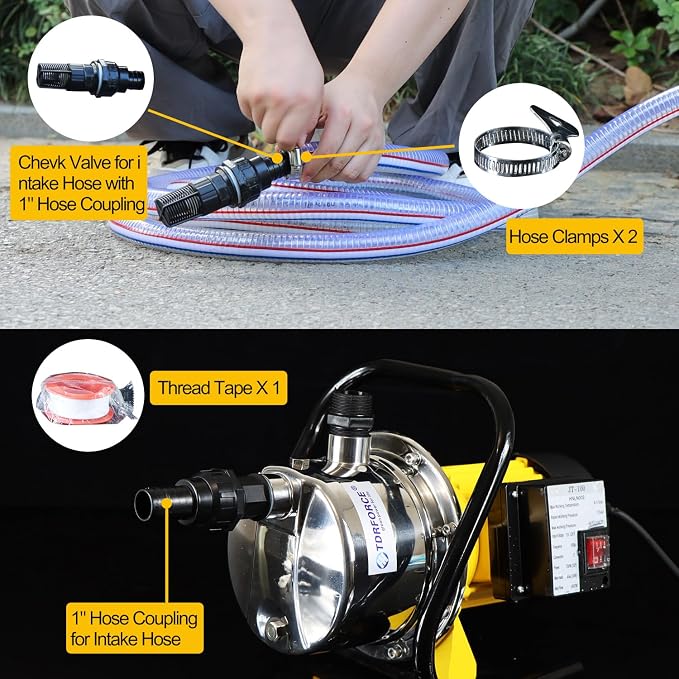 TDRSUPER 1.0HP Electric Shallow Well Pump 110V Portable Water Transfer Pump 1080GPH 18GPM Stainless Steel Pumps 150ft Heigh Draining Irrigation Pump for Garden Lawn Draining Irrigation System