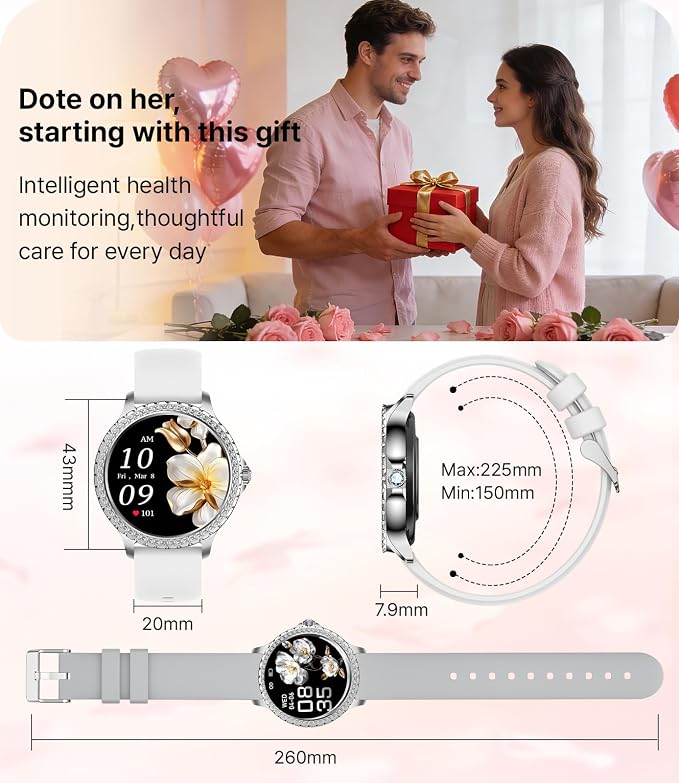 Smart Watches for Women,1.32" HD Fitness Tracker Watch with Answer/Make Call,AI Voice Control,Heart Rate/Calories/SpO2 Monitor 100+ Sport Modes Ladies Smartwatch for Android iOS 2 Straps ( BW1845-T11)