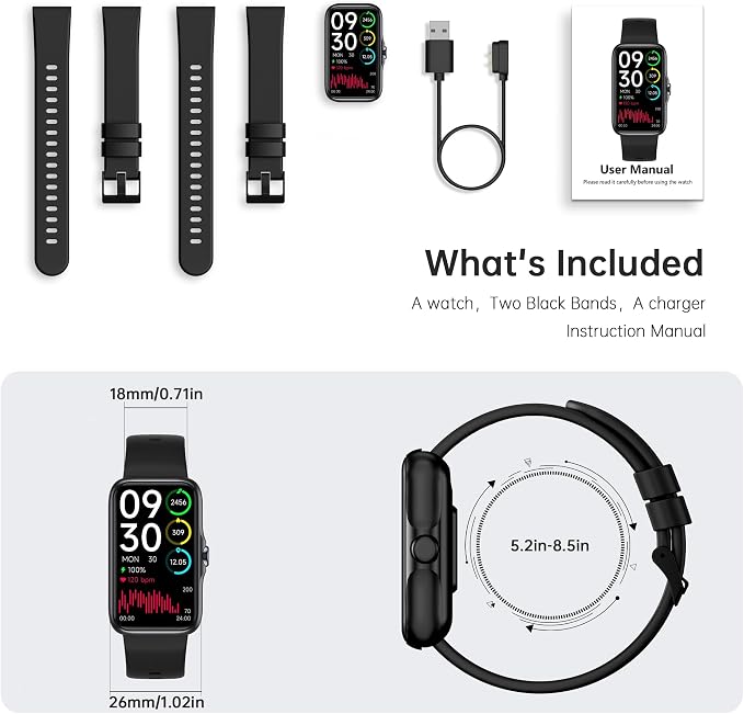 Health Fitness Tracker, Smart Watch with 24/7 Heart Rate and Blood Oxy-gen Monitor, Sleep Tracker with IP68 Waterproof, Activity Tracker Pedometer Step Counter for Women Men