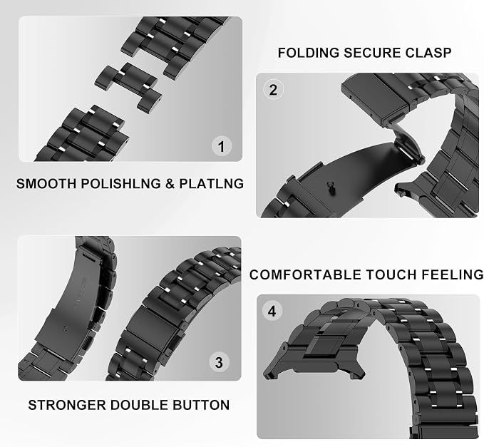 SUPLINK Stainless Steel Band Compatible with Samsung Galaxy Ultra Watch Bands Men Women, Adjustable Metal Replacement Band for Samsung Watch Ultra Bands 47mm, Space Grey