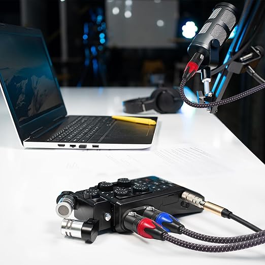 XLR Cables Braided 6ft 2 Pack Color Coded in Blue Premium Anti-tangling XLR Patch Cables Short for Microphone DJ