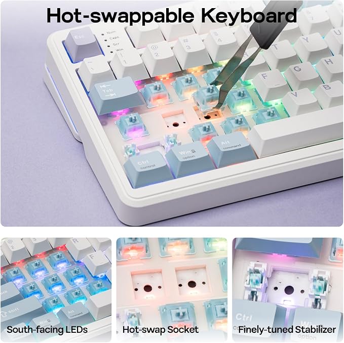 EPOMAKER TH99 PRO 96% Mechanical Keyboard with Screen & Knob, 10000mAh, 2.4Ghz/BT, Hot Swap, Custom Driver, RGB Backlight, PBT Keycap, Wireless Gaming Keyboard for PC/Mac (Blue&White, Creamy Jade)