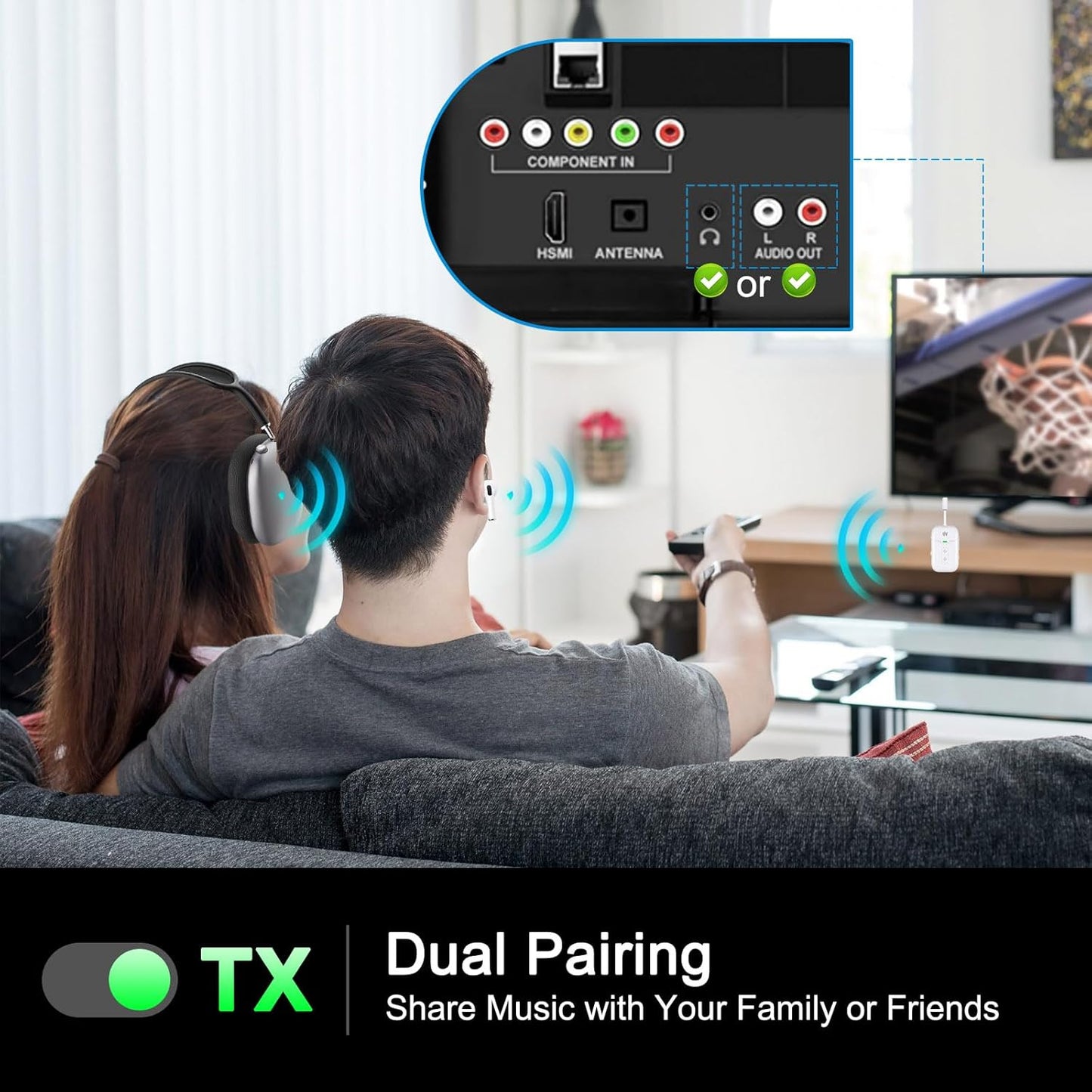 Premium Airplane Bluetooth 5.4 Transmitter Adapter,Supports 2 AirPods/Headphones,Bluetooth Transmitter Receiver with aptX Low Latency,Wireless Adapter for Flight,TV,Gym,Tablets Car Stereo