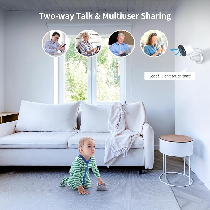 Jennov 2K WiFi Security Camera Indoor/Outdoor, Plug-in Home Surveillance Cam with Color Night Vision, Human Motion Detection, 2-Way Audio, IP66 Waterproof, Baby & Pet Monitor, 5G/2.4G