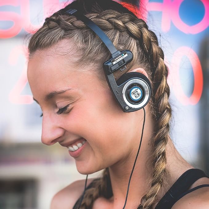 Koss Porta Pro Black On-Ear Headphones, Retro Style, Collapsible Design, Case Included, Black
