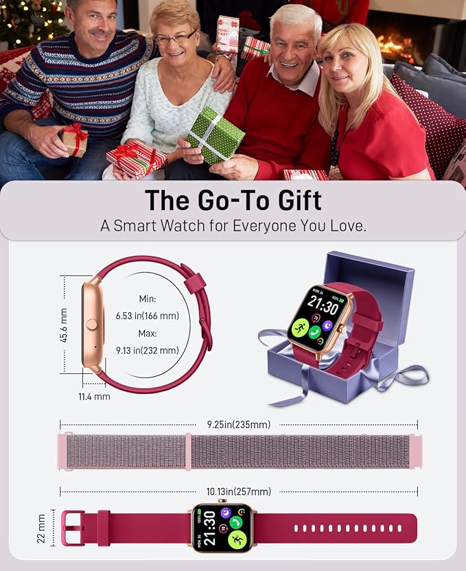 Hingso Smart Watches for Women, 1.85" Fitness Tracker for Android & iPhone | Bluetooth Call & Text Alert, Alexa Built-in, 24/7 Heart Rate/SpO2/Sleep/Cycles Monitor, 120+ Sports, IP68 Waterproof, 2 Bands