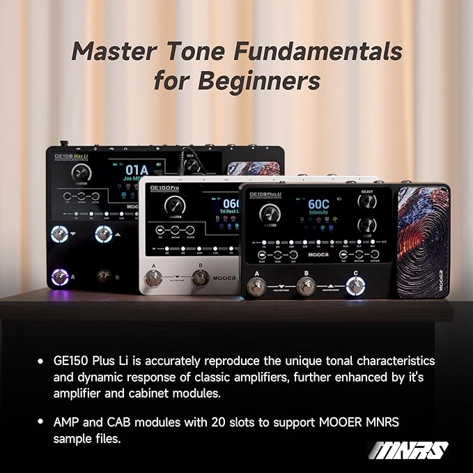 MOOER GE150 Plus Li Portable Multi Effects Pedal Battery-Powered Looper Three Footswitches Drum Machine with Expression, IR Loader, Preamp Pedal for Guitar and Bass