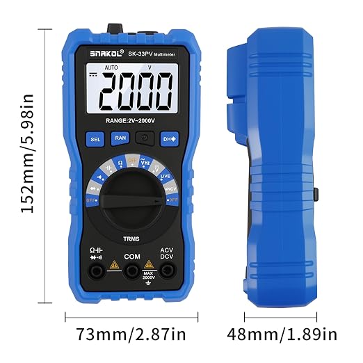 Digital Multimeter Tester, 2000V Volt Meter TRMS, High Voltage Meter for AC DC Voltage, Resistance, Continuity, Diode, Frequency Test with NCV, Backlit LCD Display, Data Hold, Auto-Ranging