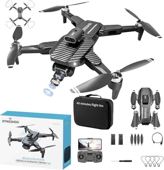 4K UHD GPS Drone (Equipped with dual cameras), Foldable Drone, small-scale Drone Control Quadcopter With Height Setting Function, Six-pass Gyroscope, Gesture Photo, Video Recording, Headless Mode, Emergency Stop, Trajectory Gravity Sensing, and Auto-ph...