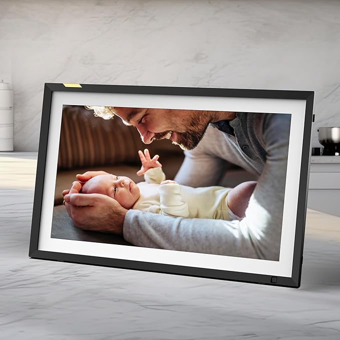 Nixplay Digital Touch Screen Picture Frame with WiFi - 15.6” Photo Frame, Connecting Families & Friends (Black/White Matte)