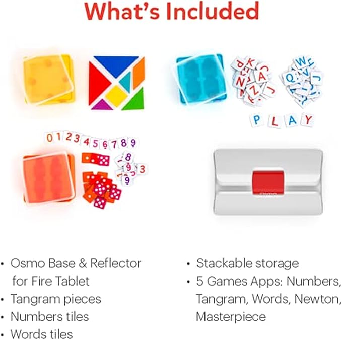 Osmo Genius Starter Kit for Kids Ages 6–10 | 5 Educational Learning Games | Fire Tablet Compatible | Educational STEM Learning System | Base Included (5 Games Fire Tablet)