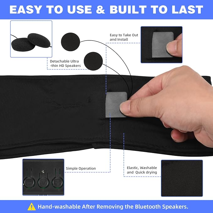 2-Pack Sleep Headphones Headband with Adjustable Hook and Loop, Bluetooth Headband Headphones for Sleeping Workout Running Yoga Gift