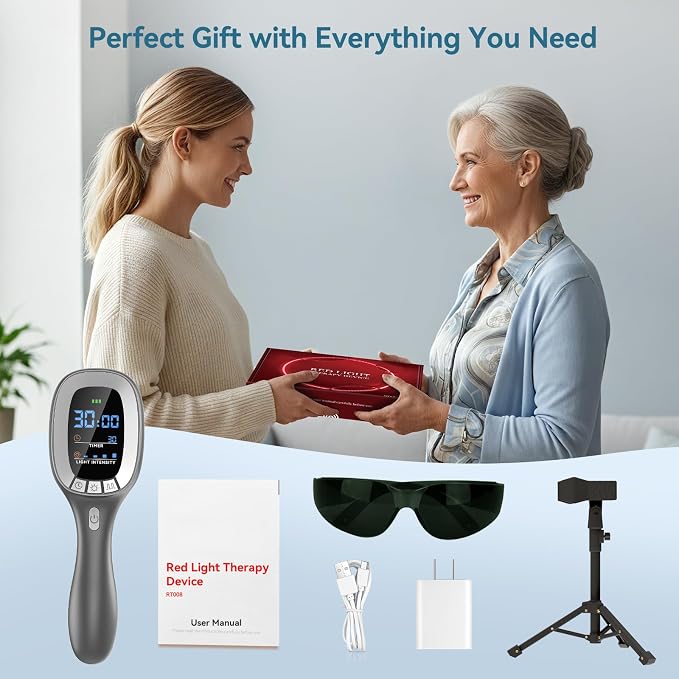 Red Light Therapy Wand with Stand – Red & Near Infrared Light Device for Sore Muscles & Joint Relief – Handheld Infrared Light for Body, Knee, Shoulder, Back and Pet Use (4 × 808nm + 34 × 650nm)