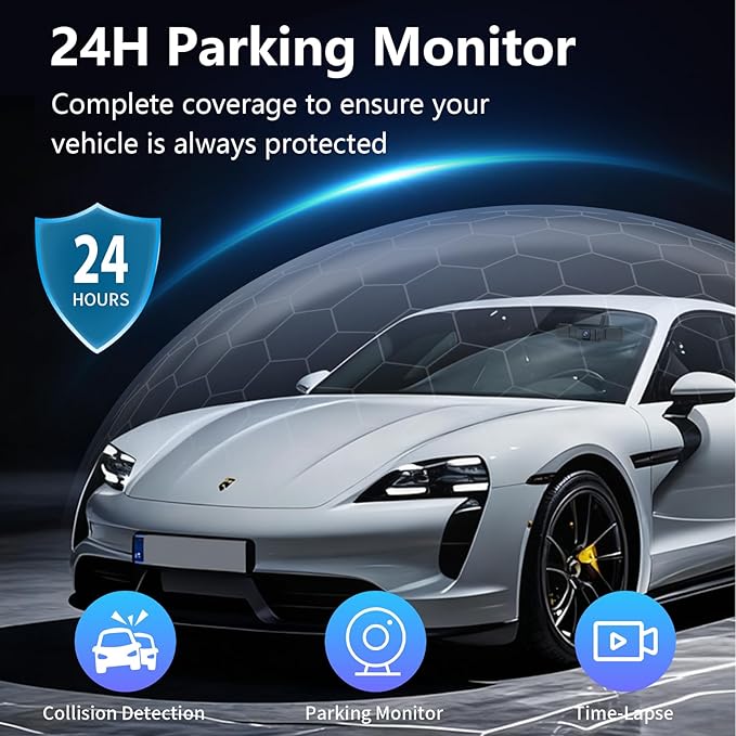 4 Channel Dash Cam 360° View,1080P Front and Rear Inside Left Right,Full HD Dash Camera for Cars,Included 32GB Card,Built-in 5G WiFi GPS & APP Control, 3" IPS Screen, 24H Parking Mode