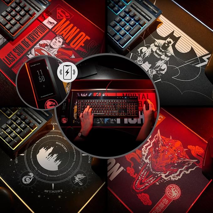 Harry Potter XL RGB Gaming Mat with 15W Wireless Charger | Customizable LED, Anti-Slip, Spill-Resistant