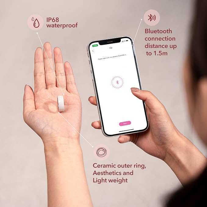 femometer Ring Gen1 for Fertility and Ovulation Tracking - Size First Sizing Kit - App Auto-Sync - Period & BBT Tracker - Sleep Analysis for Women - Rechargeable & Waterproof Size7
