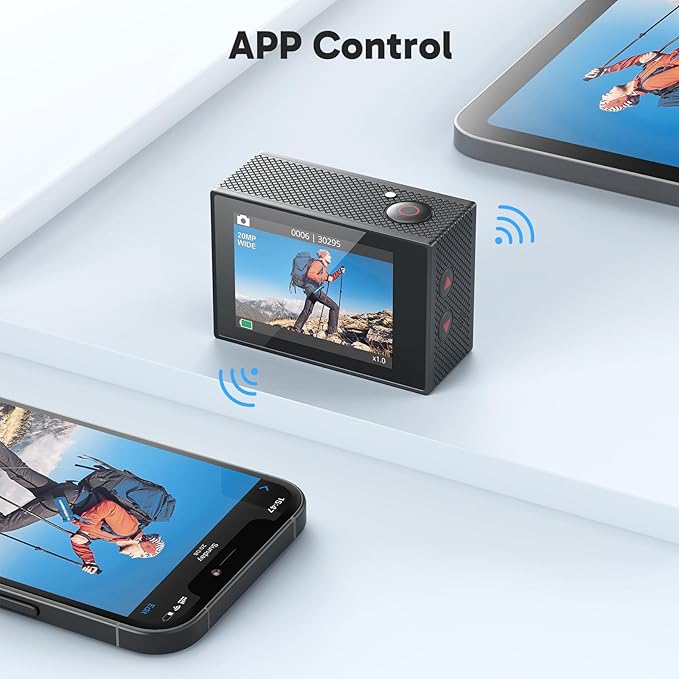 AKASO EK7000 4K30fps Action Camera with 256GB MicroSDXC U3 Memory Card Accessories Kit Bundle Ultra HD 131FT Waterproof Camera EIS WiFi Remote Control 4X Zoom Underwater Camera