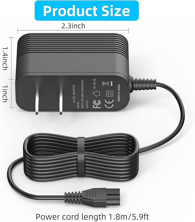 Charger for KOKIDO EV90 XTROVAC 910 Rechargeable Pool Leaf Vacuum 11.1V Battery, Heavy Duty Pool Leaf Vacuum Cleaner Power Cord Replacement