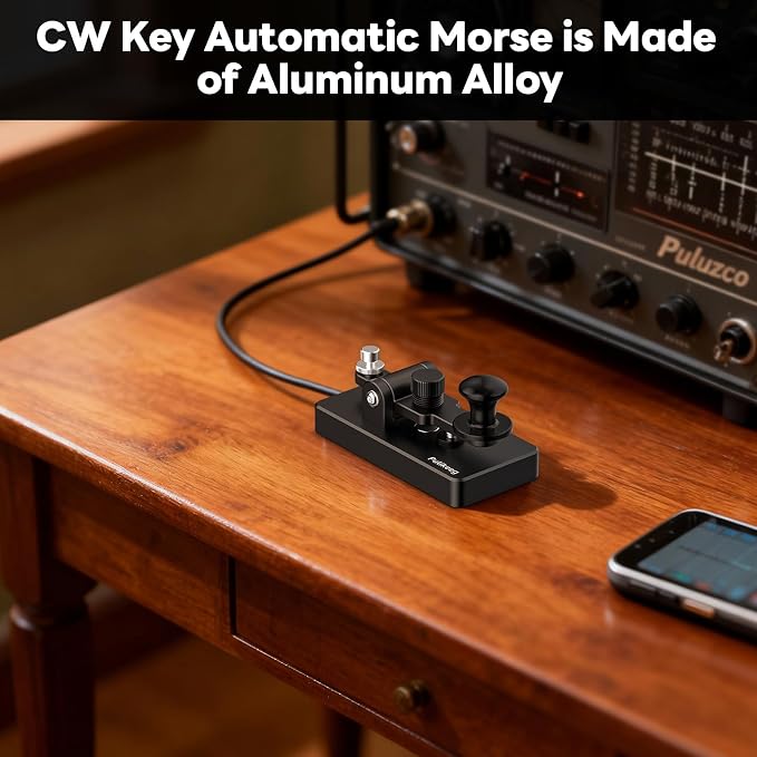 Putikeeg Classical Morse Mini Code Key Morse Code Paddle Key Aluminum Alloy Mini-Key Morse CW Portable Key Morse Practice Key Black