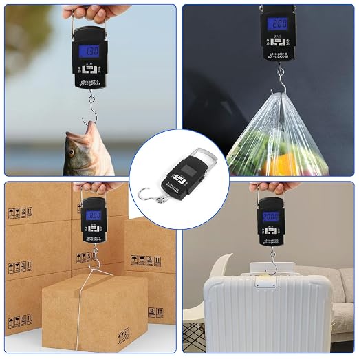 Digital Scale with Lip Gripper:110 Lbs/50 Kg Backlit LCD Display Fishing Scale and 2pcs Fish Lip Gripper (Not Included Batteries)