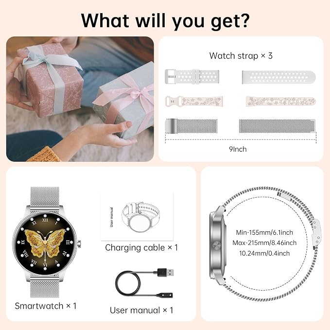 Smart Watch for Women(Answer/Make Calls), 1.27" HD Screen Fitness Tracker with Heart Rate/Sleep Monitor, 130+ Sport Modes IP68 Waterproof Activity Tracking, Smartwatch for Android iPhone, Silver