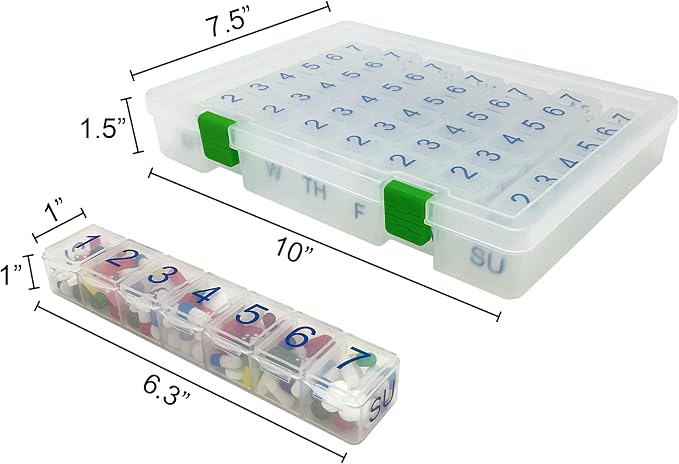 e-Pill 2-Pack Weekly 7×7 Pill Box Organizer – Rainbow & Clear