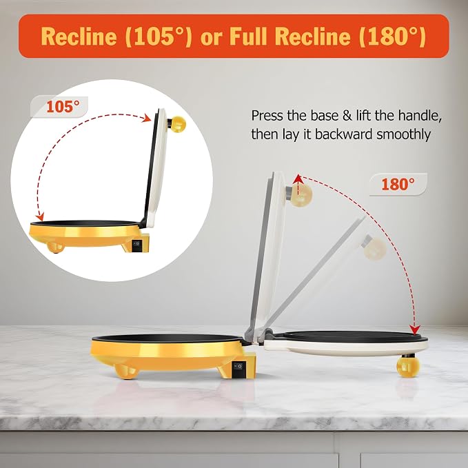 KEINVE 1000W Pizza Maker, 2-in-1 Indoor Griddle and Pizza Cooker, 8.5" 180° Open Nonstick Plate for Quesadilla, Panini, Crepe and More