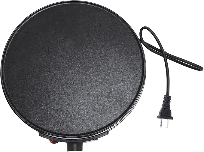 AUNMAS 11.8 Inch Crepe Pan with LED Indicator, Temperature Adjustable Nonstick Aluminum Electric Griddle & Crepe Maker with Spatula and Batter Spreader for Home Commercial Use (US Plug 110V)