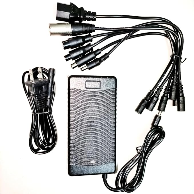54.6V 2A Electric Charger (7 Plugs) Universal for 48V Battery Device - Compatible with Rad Power, Lectric XP 2.0/3.0, Gotrax/Hiboy 48V, Ecotric City/Beach, Jasion eb7, Evercross H5/H7 etc.