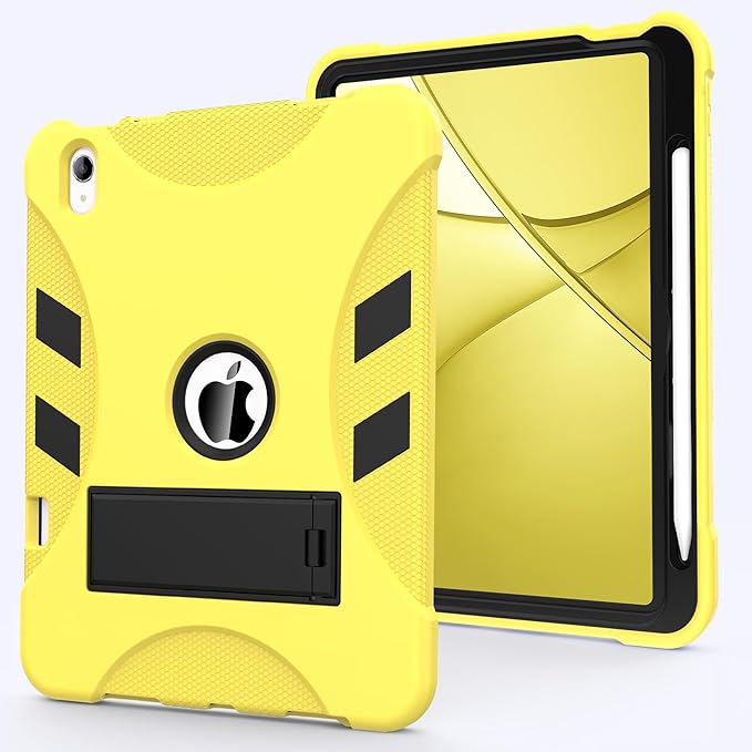 Rantice Military-Grade Tested Case for iPad (A16) 11th/10th Generation(2025/2022), Heavy Duty Shockproof Protective iPad Case with Kickstand & Pencil Holder & Child-Safe Design, Yellow+Black