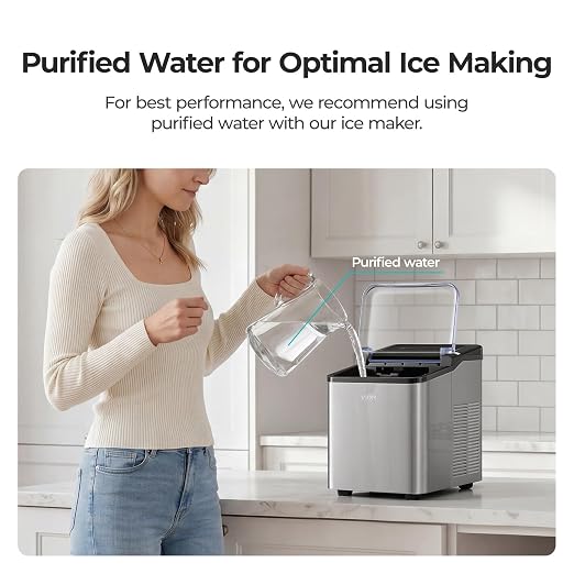 Viomi Nugget Ice Maker Countertop, Chewable Pebble & Pellet Ice Machine with Self-Cleaning Pump, 33.5lbs/24H Crushed Ice for Home, Kitchen, Bar, RV, Party, Outdoor, Stainless Steel