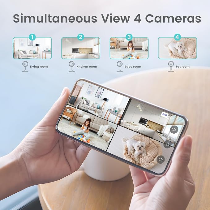 litokam Indoor Cameras for Home Security with Night Vision, Pet Camera with Phone App, WiFi Home Security Camara, Baby Monitor Work with Alexa, Motion Detection, 2 Pack, 2K