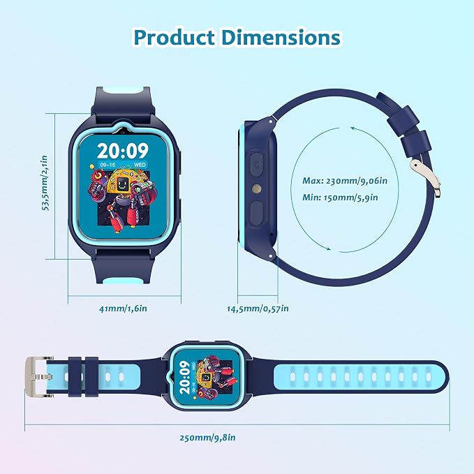 Blackview Kids Smart Watch with 32 Puzzle Games, HD Camera & Video Recording, 1.75" Touch Screen, Flashlight,Music Player, Pedometer, Alarm Clock,Stopwatch,Kids Watch for Boys Ages 4-12