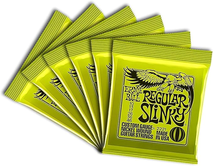 Ernie Ball Regular Slinky Nickel Wound Electric Guitar Strings 6 Pack - 10-46 Gauge