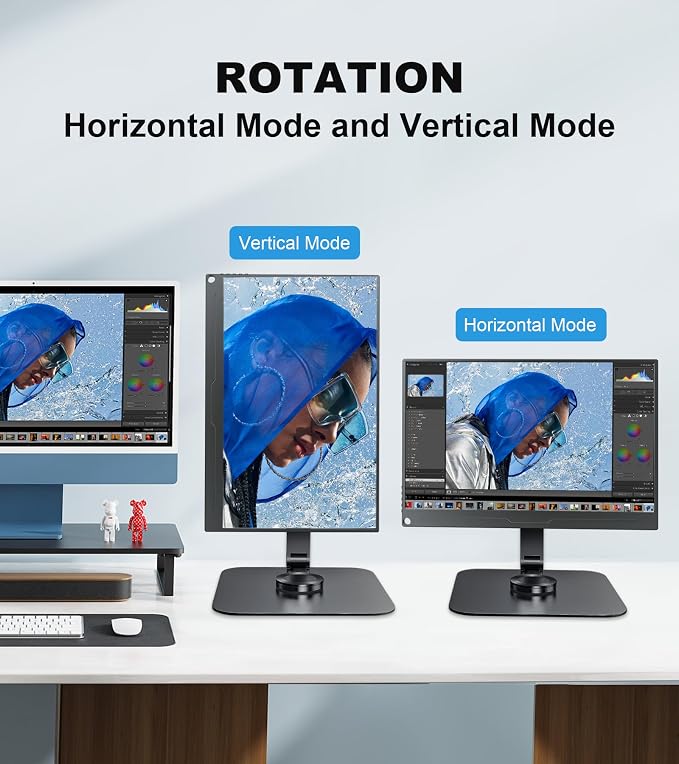 Portable Monitor Stand VESA 75x75mm Holes M4 Anti-Loss Screws, Aluminum Alloy Base, Fits 7"- 18", 15.6" 16" 17" 17.3" 18" Inch Small Monitors Lay Flat, Black Desk Mount (Not Fits100x100mm)