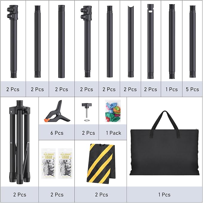 Backdrop Stand Kit - 6 Widths, 10x10ft Adjustable Background Stand for Parties & Studio Photography