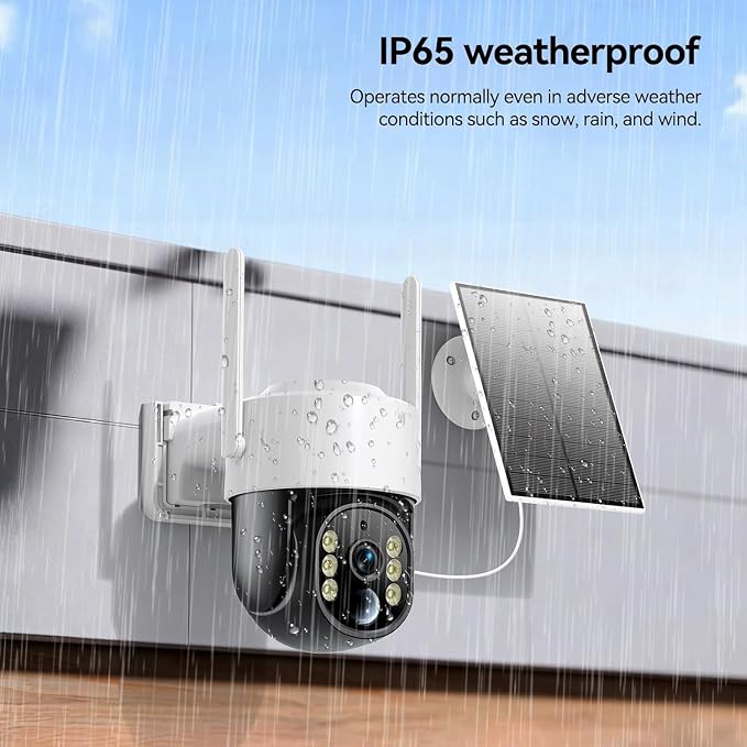 Chpuss Solar Security Camera Wireless Outdoor, 2K HD Surveillance Solar Powered WiFi Camera, Color Night Vision, PIR Detection, 360° View, 2-Way Talk, Spotlight Siren Alarm (Black & White - 1PACK)
