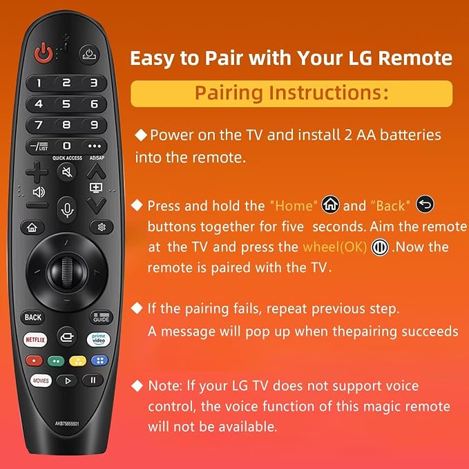 Replacement for LG Remote Control for Smart TV from 2018-2025, for Magic LG TV Remote Replacement with Voice and Pointer Function. 1-Year Warranty.