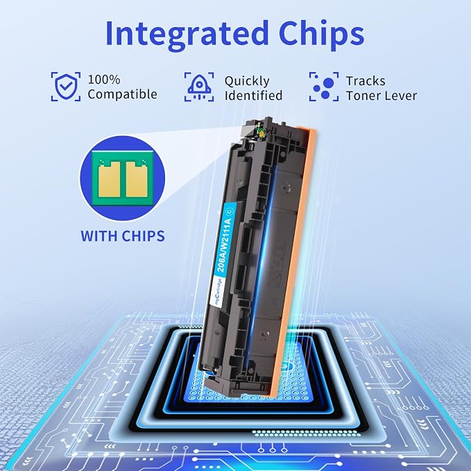 206A Toner Cartridges 4 Pack (with Chip) Compatible Replacement for HP 206A 206X for Color LaserJet Pro MFP M283fdw M283cdw M283fdn M282nw Pro M255dw M255nw M283 M255 Printer W2110A W2110X High Yield