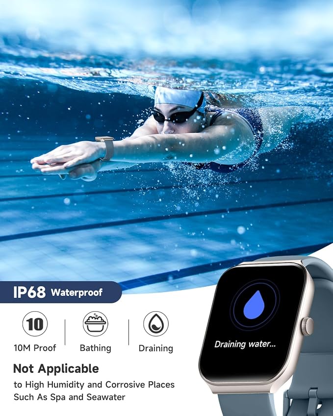 TOOBUR Smart Watch for Men Women Alexa Built-in, 1.95" Fitness Tracker with Answer/Make Calls, IP68 Waterproof/Heart Rate/Sleep Tracker/100 Sports, Fitness Watch Compatible iOS Android