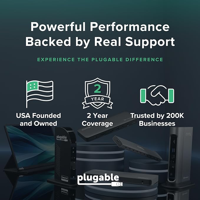 Plugable Dual HDMI Monitor Adapter for M1-M5 & Neo macOS, Windows, ChromeOS - USB-C, Thunderbolt, USB 3.0 Compatible, Supports 2 Displays at 1080p 60Hz, SMI Driver Required