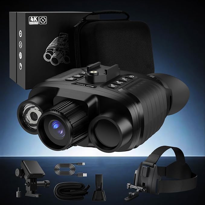 GOYOJO 4K Head-Mounted Night Vision Goggles, Night Vision Binoculars with 4500mAh Rechargeable Battery, 32GB Card Recording Photo & Video for Hunting & Camping