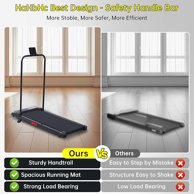 Walking Pad with Handle Bar, 2026 Upgrade Compact Portable Small Treadmill with Handles for Home Office Small, 3.0HP Electric Under Desk Mini Walking Pad Treadmill with Incline, 0.6-7.6MPH, 350LBS