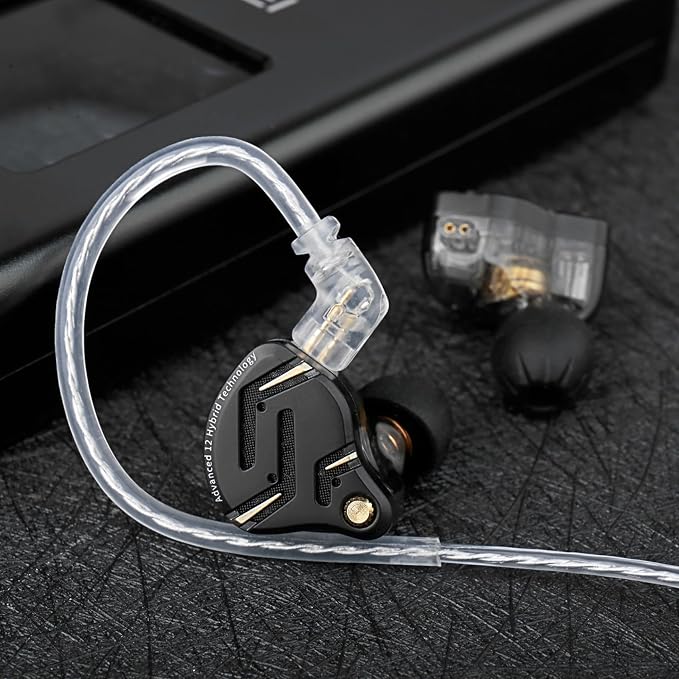 KZ ZS12 PRO 2 USB C Wired Earbuds, Type-C In Ear Monitor,1DD+5BA Hybrid Wired Earbud,Gaming Earbuds,HiFi Deep Dass IEM for Gaming,KZ Earbuds with 2PIN Cable for Audiophile(with Microphone, Black-Type)
