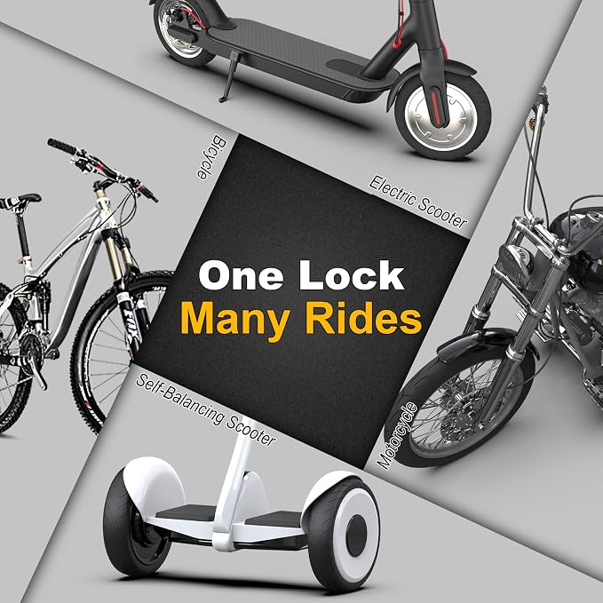 Electric Scooter Lock with Bag, 3FT / 91cm Bike Chain Lock Anti-Theft, Heavy Duty Push-to-Lock Security for E-Bike, Scooter & Bicycle