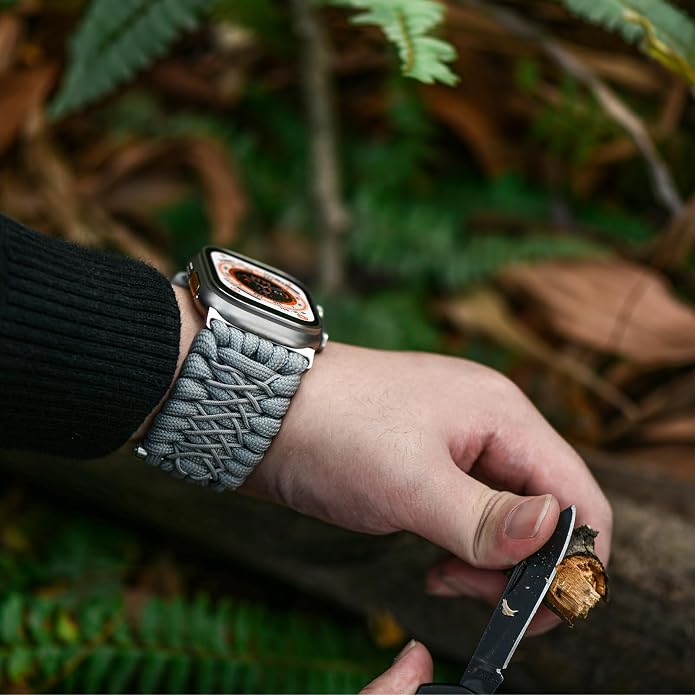 Tefeca Titan Series Paracord Band Compatible with Apple Watch Ultra 2/49mm, Series 10/46mm, 9/8/7/45mm, SE2/SE/6/5/4/44mm, and 3/2/1/42mm